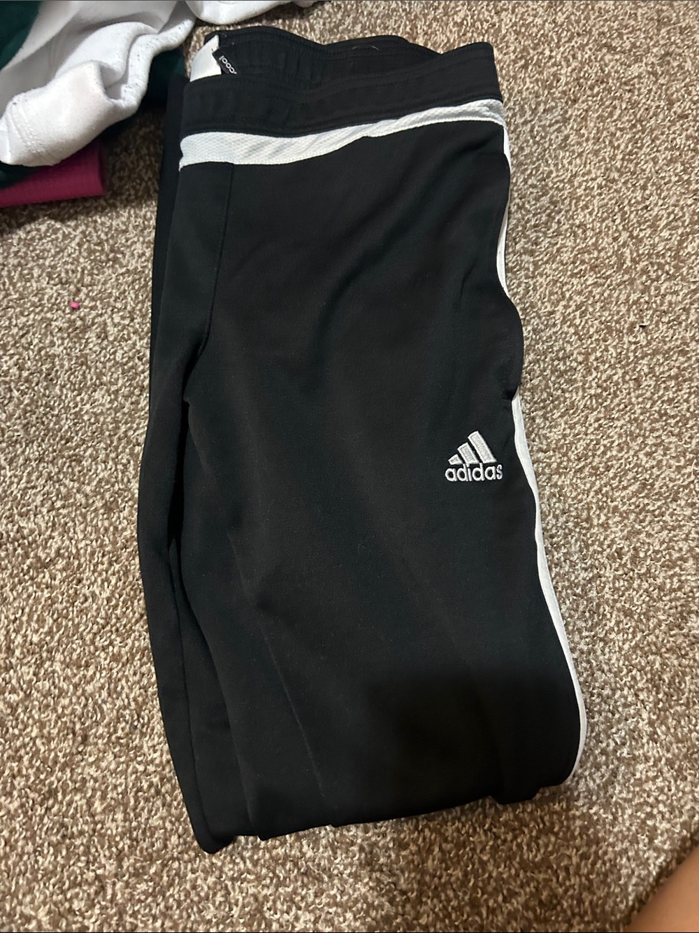 adidas Black Track Pants with White Trim